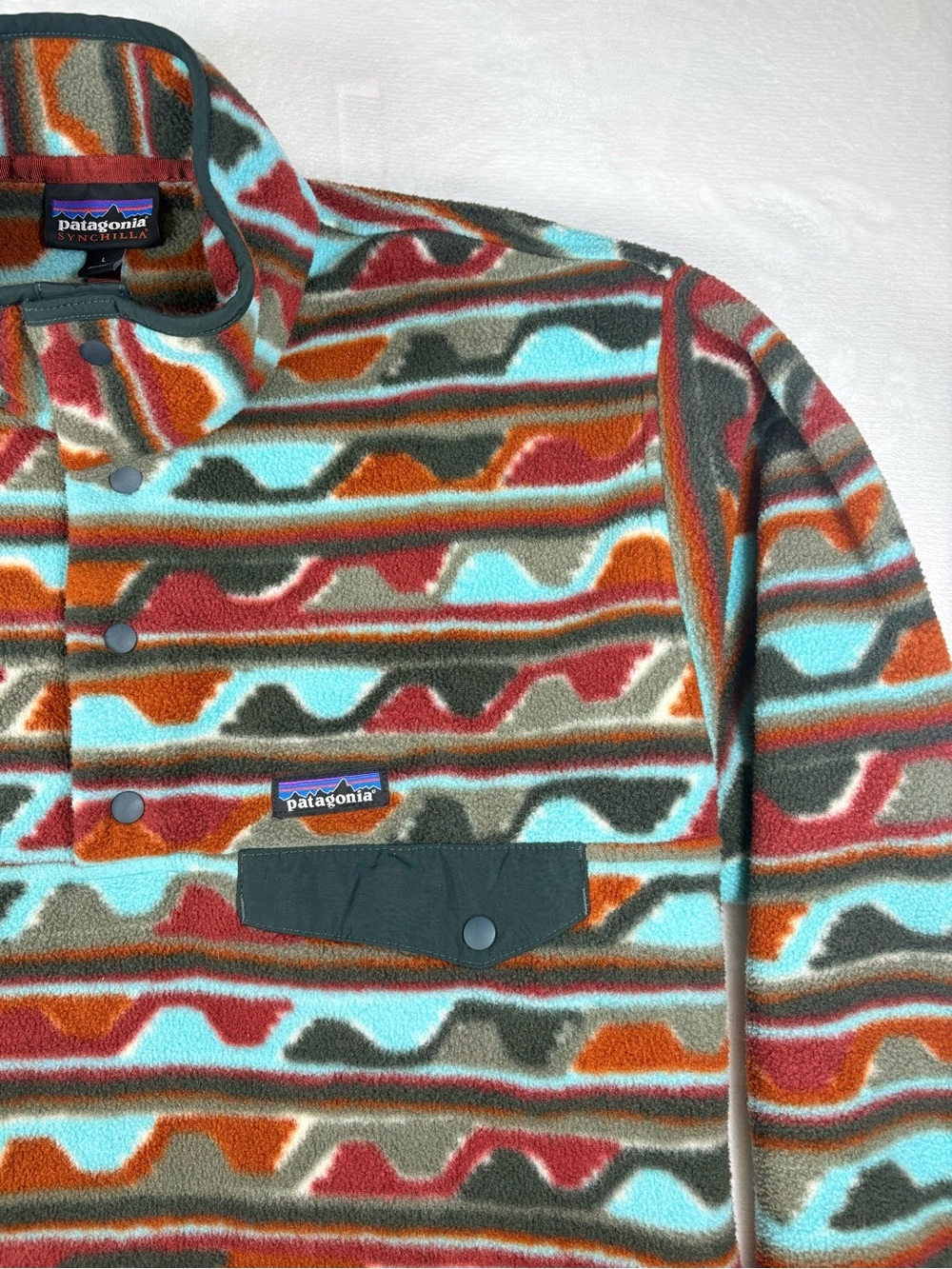 Patagonia Lightweight Synchilla Snap-T Pullover Delta Cinder Red Large Fleece - Picture 3 of 12